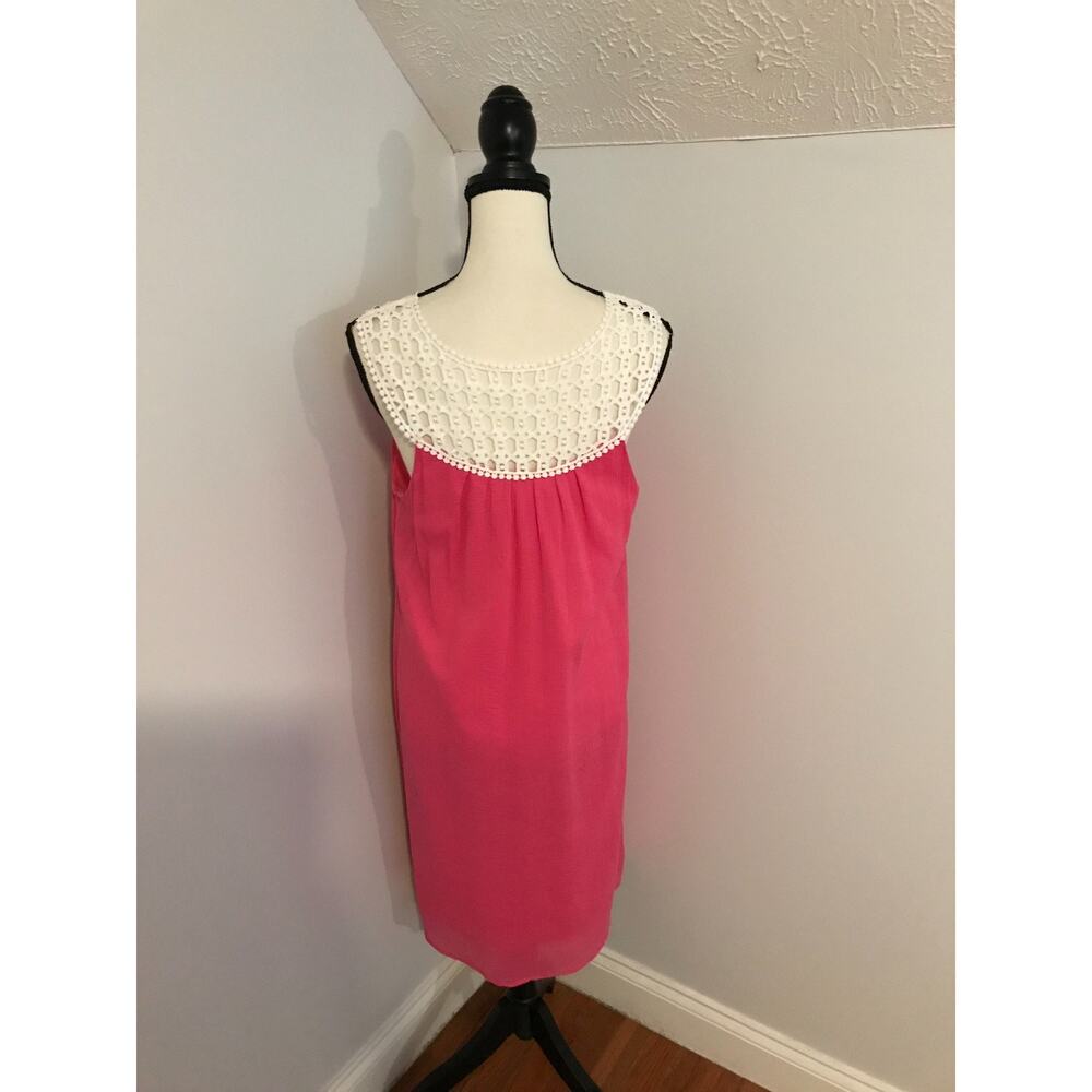 Lilly Pulitzer Sydney Crinkle Dress Daquiri Pink Crochet Neck Size 12 - Picture 4 of 13